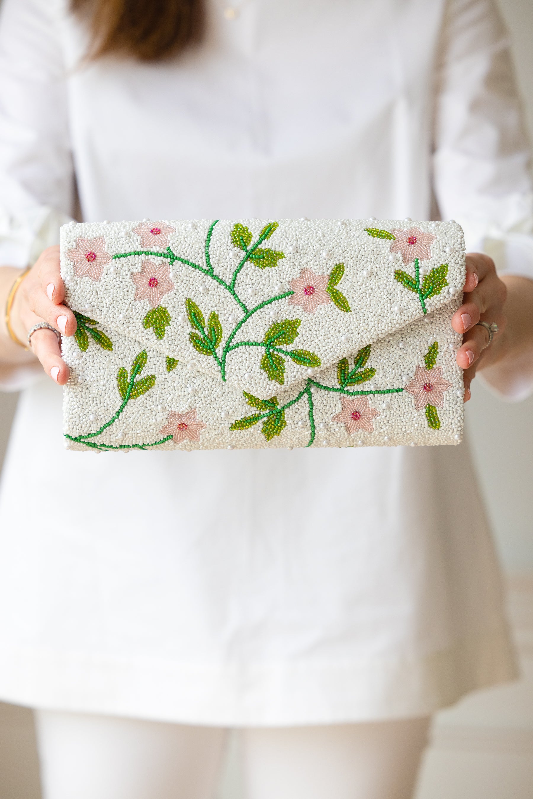 PVC Embroidered Bridal Clutch Purse